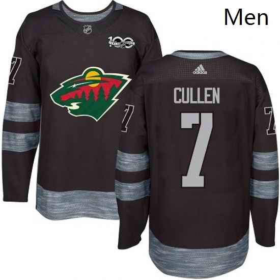 Mens Adidas Minnesota Wild 7 Matt Cullen Authentic Black 1917 2017 100th Anniversary NHL Jersey